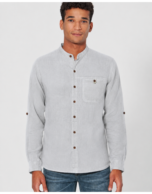 Stehkragen-Freizeithemd aus 100% reinem Hanf - Casual Fit - quartz [08ee55a4ca2e0feb45f9c6a4bda270b3]