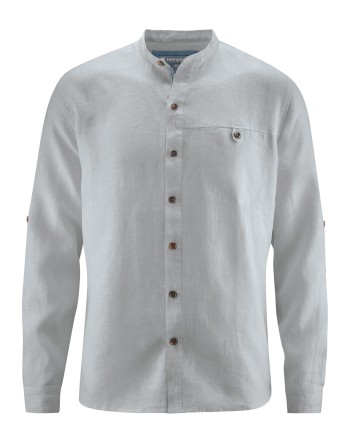 Stehkragen-Freizeithemd aus 100% reinem Hanf - Casual Fit - quartz [4ca21e2248bcb9e6cae6aafef9dfab06]