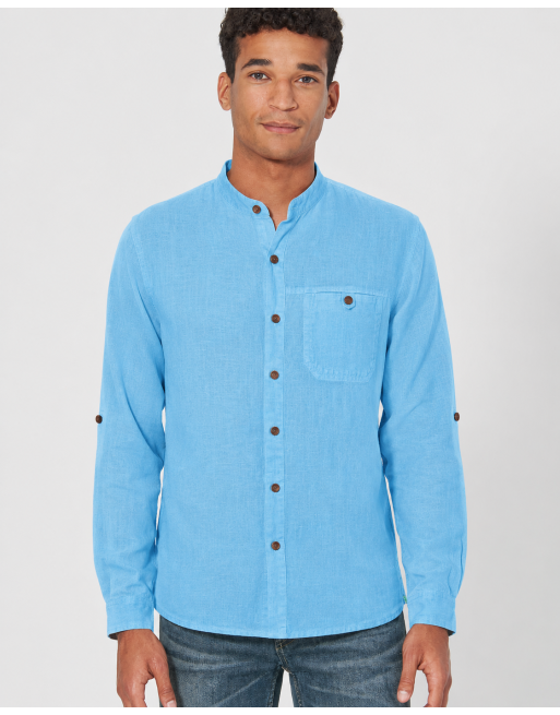 Stehkragen-Freizeithemd aus 100% reinem Hanf - Casual Fit - topaz [9e377b439c71e3e35c441fa517efcaad]