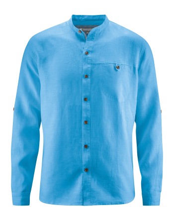 Stehkragen-Freizeithemd aus 100% reinem Hanf - Casual Fit - topaz [1d4eb37fe851d0989337ef877102d0b1]