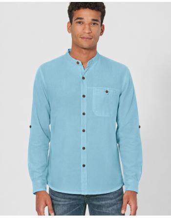 Stehkragen-Freizeithemd aus 100% reinem Hanf - Casual Fit - wave [6e491fe92ac4011faa8d851c30515529]