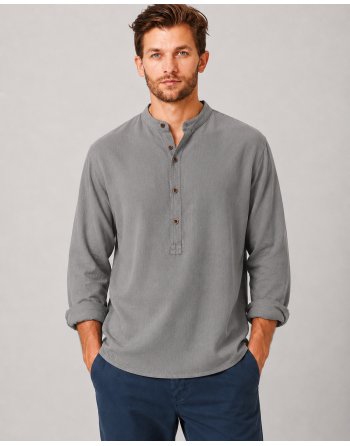 Stehkragen Schlupfhemd Hanf/Biobaumwolle Casual Fit - taupe [3fe4e60925de8cecbf201849d44ec828]