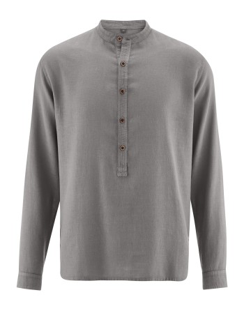 Stehkragen Schlupfhemd Hanf/Biobaumwolle Casual Fit - taupe [5be59cd2e3aec466a99c5eef7594085b]