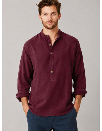 Stehkragen Schlupfhemd Hanf/Biobaumwolle Casual Fit - rioja [4b7a862c85fc84853d66a1befc4f671d]