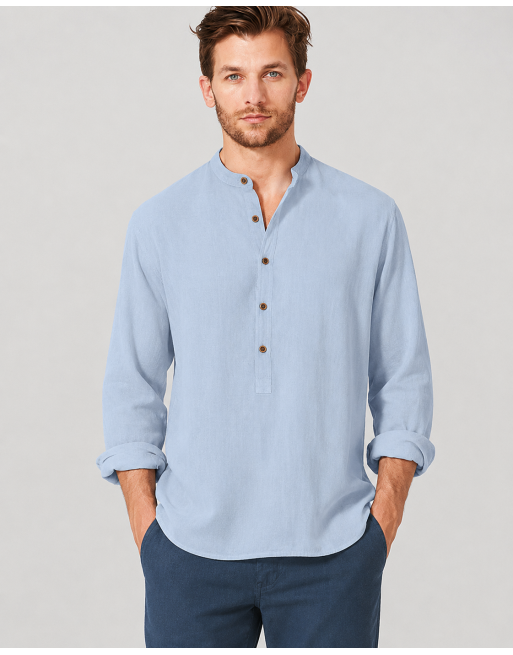 Stehkragen Schlupfhemd Hanf/Biobaumwolle Casual Fit - smoke [2d2f26c01e546d4d688874ff0c51162e]