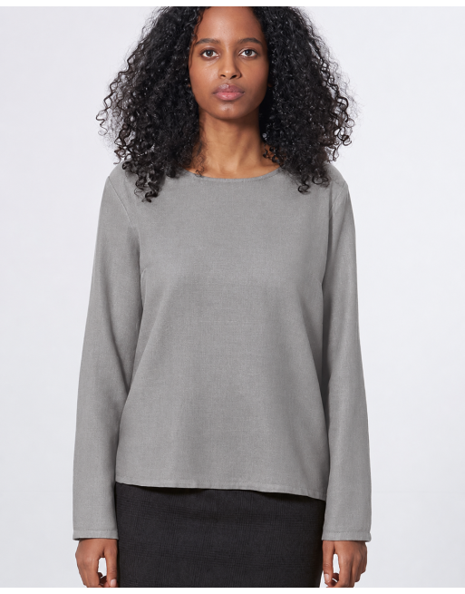 Gewebte Bluse Hanf/Biobaumwolle Normal Fit - taupe [ebf7a843151a87170acf0bf385236255]