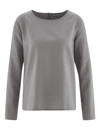 Gewebte Bluse Hanf/Biobaumwolle Normal Fit - taupe [720ce0e45758f3b76cb6a3da82fa5c7a]