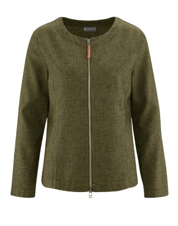 Gemusterte Jacke Hanf/Biobaumwolle Normal Fit - peat [d5181606c9aa45ea9772cd98656d8b1f]