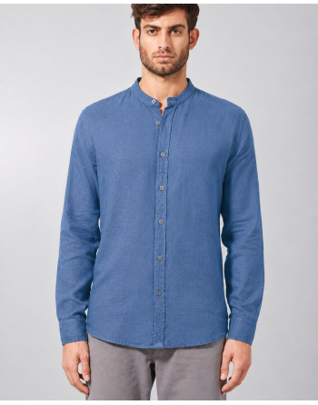 100% Hanf Stehkragenhemd - Slim Fit - blueberry [8f95dcfd72365d05257bf7a1d3ba0b2f]