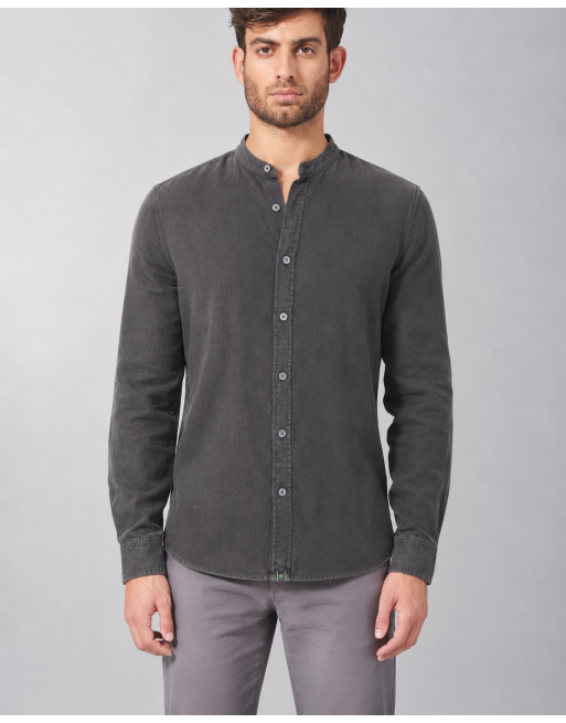 100% Hanf Stehkragenhemd - Slim Fit - anthrazit [1ef7dc0c79c14093410b3b33ed731a13]