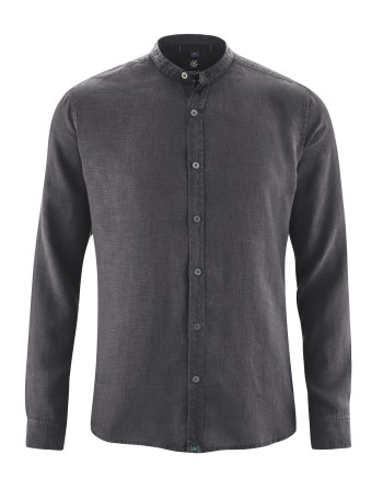 100% Hanf Stehkragenhemd - Slim Fit - anthrazit [271969c07816f1065c771d8d8250475c]