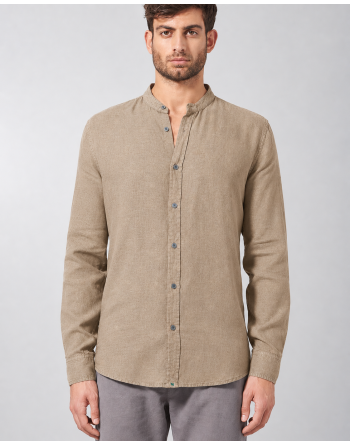 100% Hanf Stehkragenhemd - Slim Fit - grit [22e891515235024f1d7d5821c93bdca6]