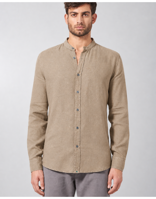 100% Hanf Stehkragenhemd - Slim Fit - grit [22e891515235024f1d7d5821c93bdca6]