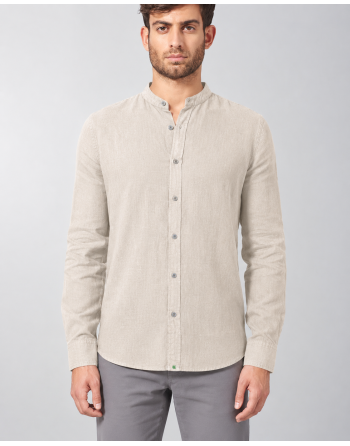 100% Hanf Stehkragenhemd - Slim Fit - distel [469799c7e5832cd2e4b458e20d738aa4]