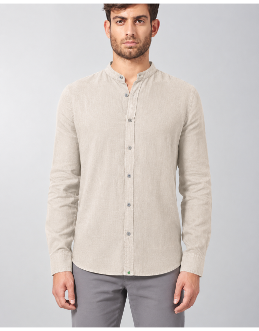 100% Hanf Stehkragenhemd - Slim Fit - distel [469799c7e5832cd2e4b458e20d738aa4]