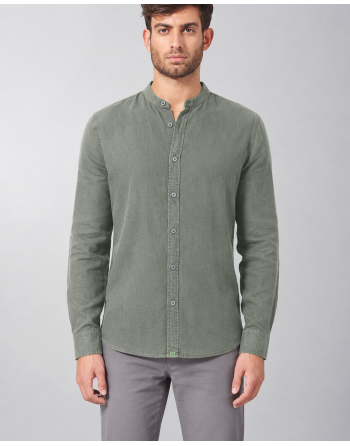 100% Hanf Stehkragenhemd - Slim Fit - thyme [77b21355fd03b2ee7c90aeaff8c20dbb]