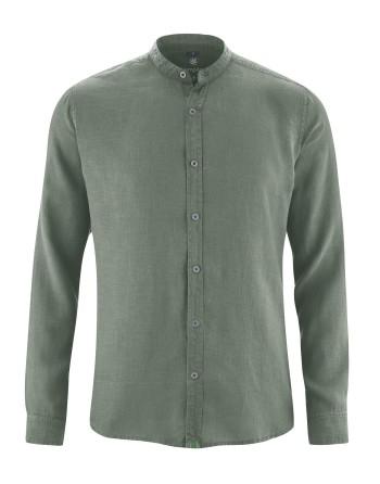100% Hanf Stehkragenhemd - Slim Fit - thyme [44ce68ee91fbdc7e0cab6afb4e22be5d]