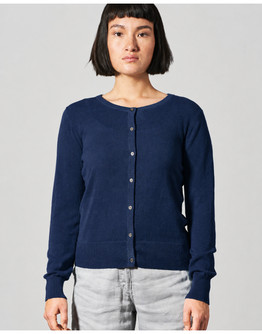 Sommerlicher Cardigan aus Hanf/Bio-Baumwolle Slim Fit - navy [d182576a8fe26fd491c51ab1667c8073]