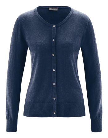 Sommerlicher Cardigan aus Hanf/Bio-Baumwolle Slim Fit - navy [68900d0f904a69bb6f76454a72f3b118]