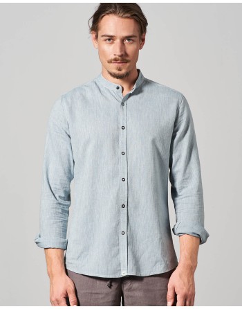 Leichtes Stehkragenhemd aus Hanf/Biobaumwolle - Slim Fit - atlantic [536c38c9b87e7582cd069c7d2d31ab98]