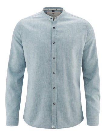 Leichtes Stehkragenhemd aus Hanf/Biobaumwolle - Slim Fit - atlantic [2f2e4b6d566d75c85f8c7a53dcbd840c]