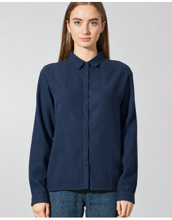 Klassische Langarmbluse Hanf/Biobaumwolle - Casual Fit - navy [d15b1841a49f3d8b66eba9af332d6e84]