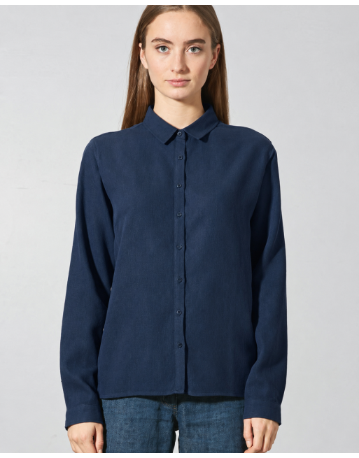 Klassische Langarmbluse Hanf/Biobaumwolle - Casual Fit - navy [d15b1841a49f3d8b66eba9af332d6e84]