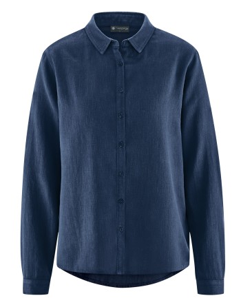 Klassische Langarmbluse Hanf/Biobaumwolle - Casual Fit - navy [c246280c246a5b6a62004140d1a4d2d0]