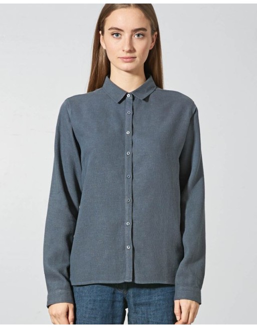 Klassische Langarmbluse Hanf/Biobaumwolle - Casual Fit - char [345c30bd77fe16b09b66f739d4e7fa47]