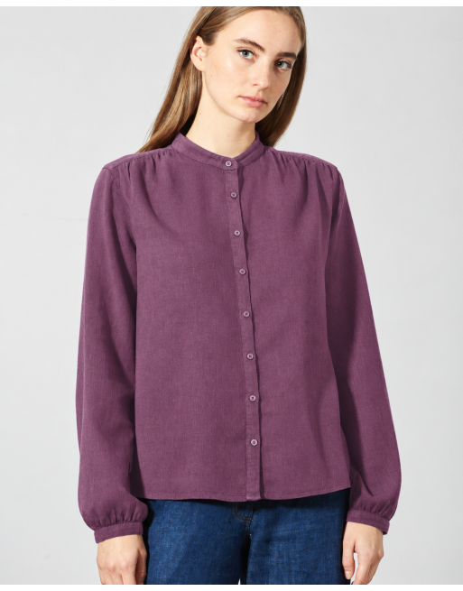 Feminine Stehkragenbluse Hanf/Biobaumwolle - Normal Fit - purple [a5390a2d8aeb30e57c1ff77a3675830a]