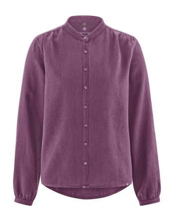Feminine Stehkragenbluse Hanf/Biobaumwolle - Normal Fit - purple [293f1e08d555b93d077940715a097401]