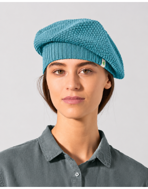 Feine Baskenmütze aus Hanf/Biobaumwolle - wave [6010664b1fcbb8001f293f4fbc30f2bf]