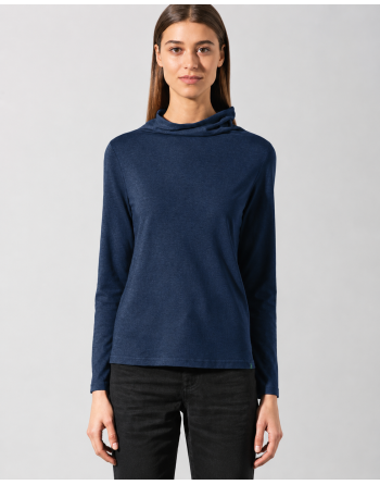 Damen Langarmshirt mit Kelchkragen aus Hanf & Bio-Baumwolle – Normal Fit - navy [74f9c057748d8bd6b8c8bf0f886d706f]