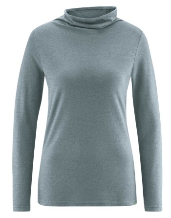 Damen Langarmshirt mit Kelchkragen aus Hanf & Bio-Baumwolle – Normal Fit - titan [cacc58a0d3e46b241fc7d0cd15f03878]