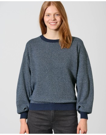 Moderner Jacquard Pullover Hanf/Biobaumwolle Normal Fit - navy-nature [776a855d7cc69d0f62466b8da7ee71fe]
