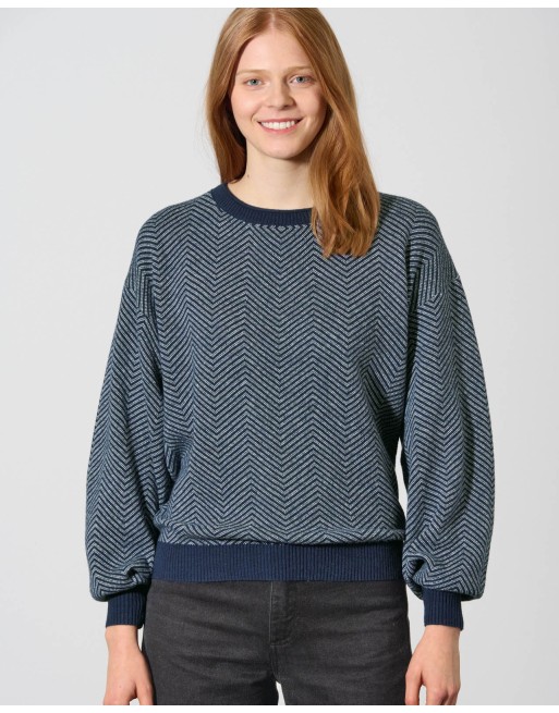 Moderner Jacquard Pullover Hanf/Biobaumwolle Normal Fit - navy-nature [776a855d7cc69d0f62466b8da7ee71fe]