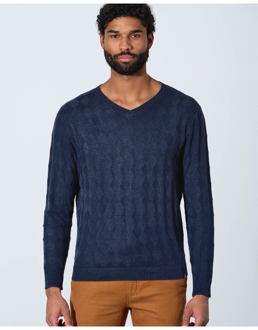 V-Kragen Pullover Hanf/Biobaumwolle Casual Fit - navy [cc0092811e7ecb2fb3208e19d8638623]