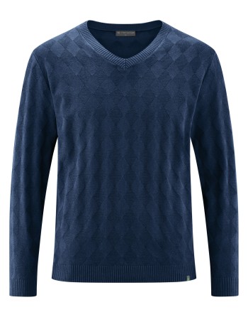 V-Kragen Pullover Hanf/Biobaumwolle Casual Fit - navy [011fd14f73d04aa7e3c878533990b528]