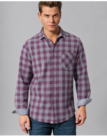 Hemd mit Karomuster aus Hanf/Biobaumwolle - Normal Fit - purple [b67b5eaa47721c0fe72fd7aceb1a382c]