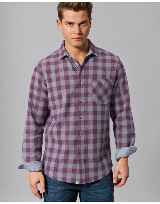 Hemd mit Karomuster aus Hanf/Biobaumwolle - Normal Fit - purple [b67b5eaa47721c0fe72fd7aceb1a382c]