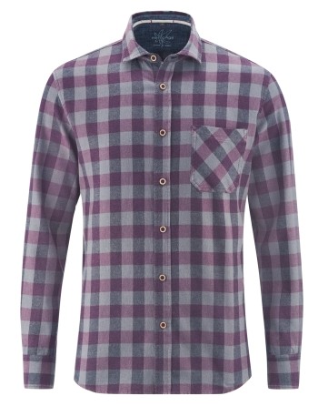Hemd mit Karomuster aus Hanf/Biobaumwolle - Normal Fit - purple [6c29f5eaff6b2cf32f8d91cde7f9b0cb]