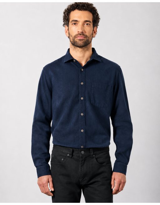 Edles Business Hemd Hanf/Biobaumwolle - Normal Fit - navy [77269703dee31ce327d0b3b705d7b484]