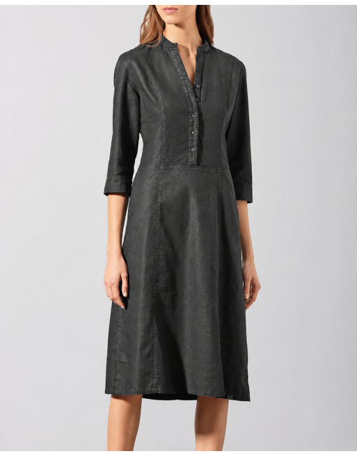 Modernes Hemdblusenkleid Hanf/Biobaumwolle Normal Fit - black [58be78333c8e44dddacece0eed9af8a7]