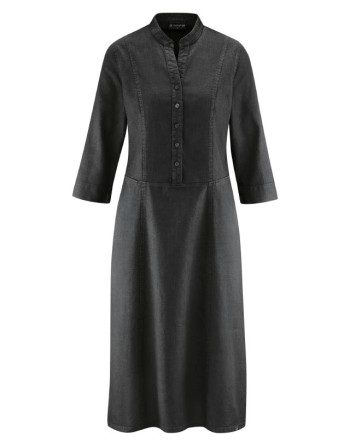 Modernes Hemdblusenkleid Hanf/Biobaumwolle Normal Fit - black [bc5ad9773a0e5d10e447b43c23057003]