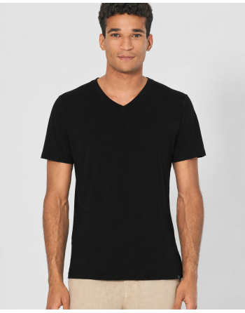 V-Kragen T-Shirt aus Hanf & Bio-Baumwolle – Slim Fit - black [c73eecfa9183c83e3b48c6a3ed8c8061]