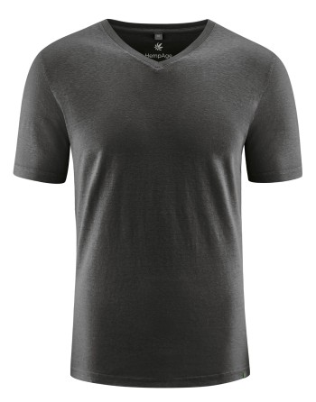 V-Kragen T-Shirt aus Hanf & Bio-Baumwolle – Slim Fit - black [3bdb49f7d0c04769a5c9d30a42a022f8]
