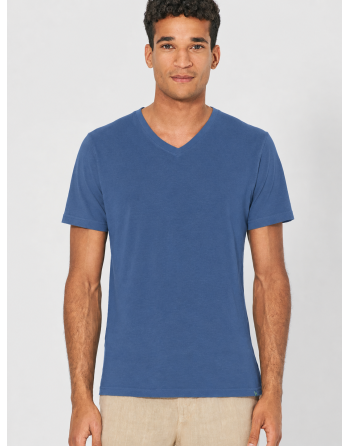 V-Kragen T-Shirt aus Hanf & Bio-Baumwolle – Slim Fit - blueberry [0efe008b45326158a8c8ba04fdb3e2cb]