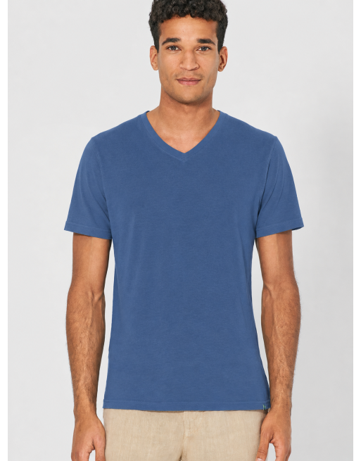 V-Kragen T-Shirt aus Hanf & Bio-Baumwolle – Slim Fit - blueberry [0efe008b45326158a8c8ba04fdb3e2cb]