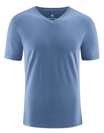 V-Kragen T-Shirt aus Hanf & Bio-Baumwolle – Slim Fit - blueberry [8009e5fcaf81b735e98d6f462bccf269]