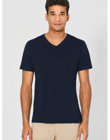 V-Kragen T-Shirt aus Hanf & Bio-Baumwolle – Slim Fit - navy [69ee61fd0ec15bc41313d5329e9600a6]